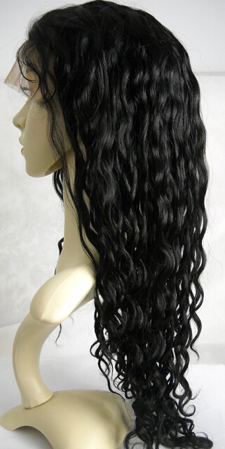 Beach wave Virgin hair silk top Full lace wig