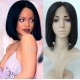 Virgin human hair blunt cut bob wig with middle parting for summer-BB003