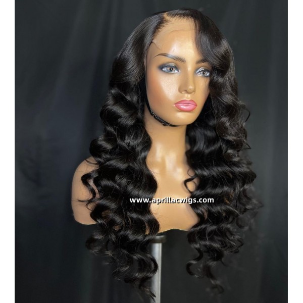 Side Part Ocean Curl 5x5 HD Lace Closure Wig 150% Density Virgin Human Hair