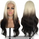 Pre Colored 180% Full Human Hair Grey Ombre Black Loose Wave HD 5x5 Lace Closure Wig BL-03 