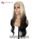  180% Full Human Hair Grey Ombre Black Loose Wave HD 5x5 Lace Closure Wig BL-03 