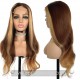  Pre colored 180% Full Human Hair Front Highlight Ombre Brown Loose Wave HD 5x5 Lace Closure Wig L2-05