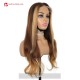  Pre colored 180% Full Human Hair Front Highlight Ombre Brown Loose Wave HD 5x5 Lace Closure Wig L2-05