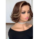 Half Price !!! -Pre Colored 250% Density 10 Inch Highlight Blonde Brown Bob 5x5 HD Lace Closure Wig BOB11