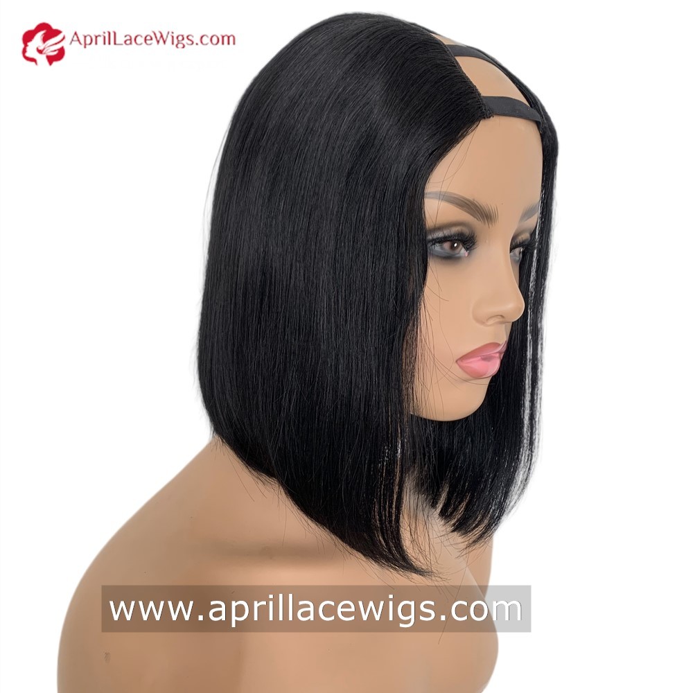 Human Hair Bob U-part Wig 150% density