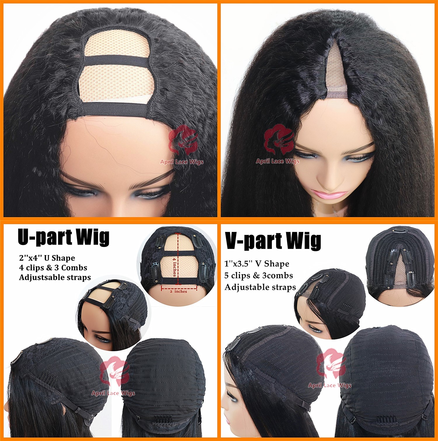 human hair u part wig v part wig