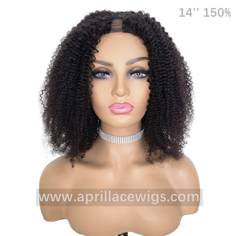 Human Hair 4a Kinky Curly V-Part U-part Wig