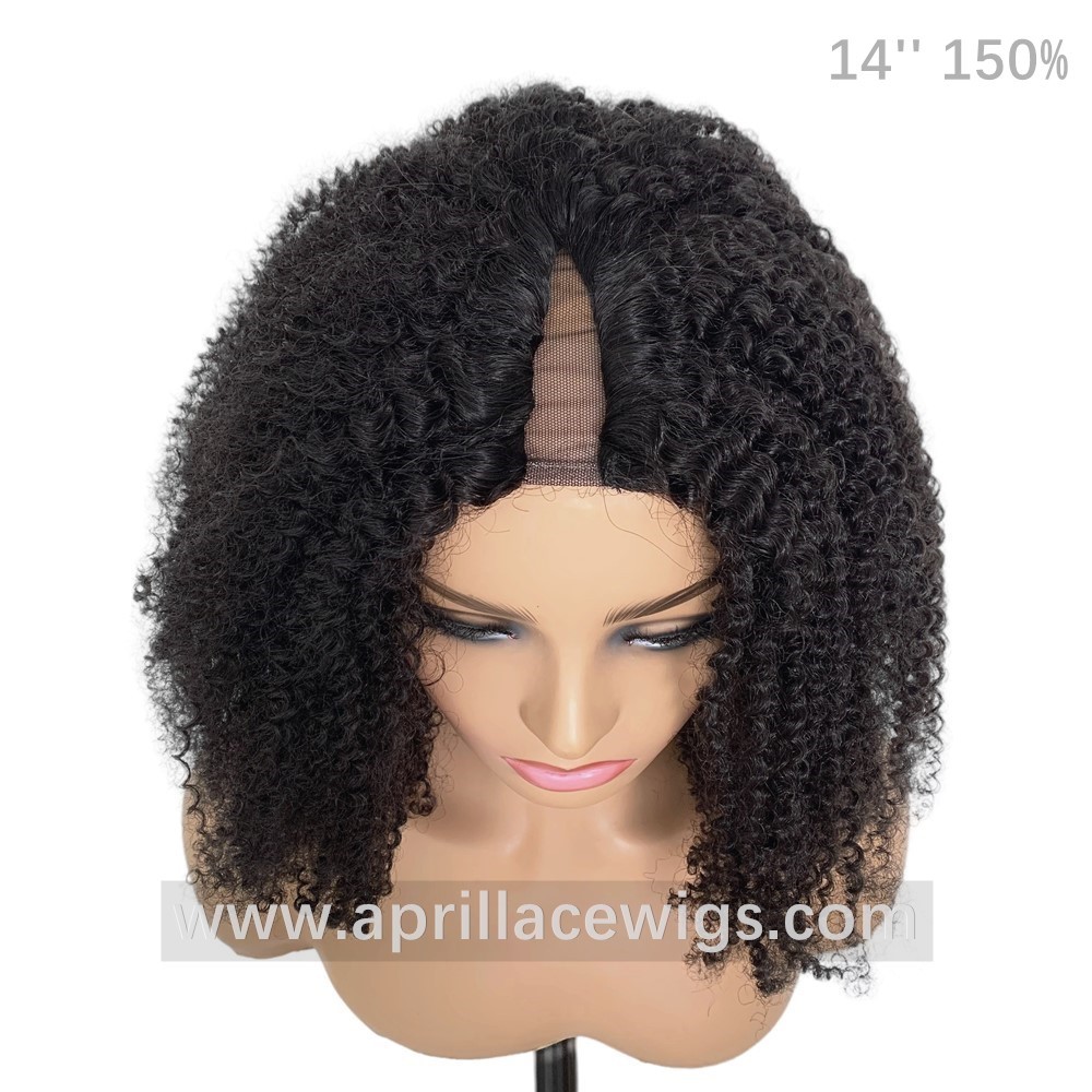 Human Hair 4a Kinky Curly V-Part U-part Wig