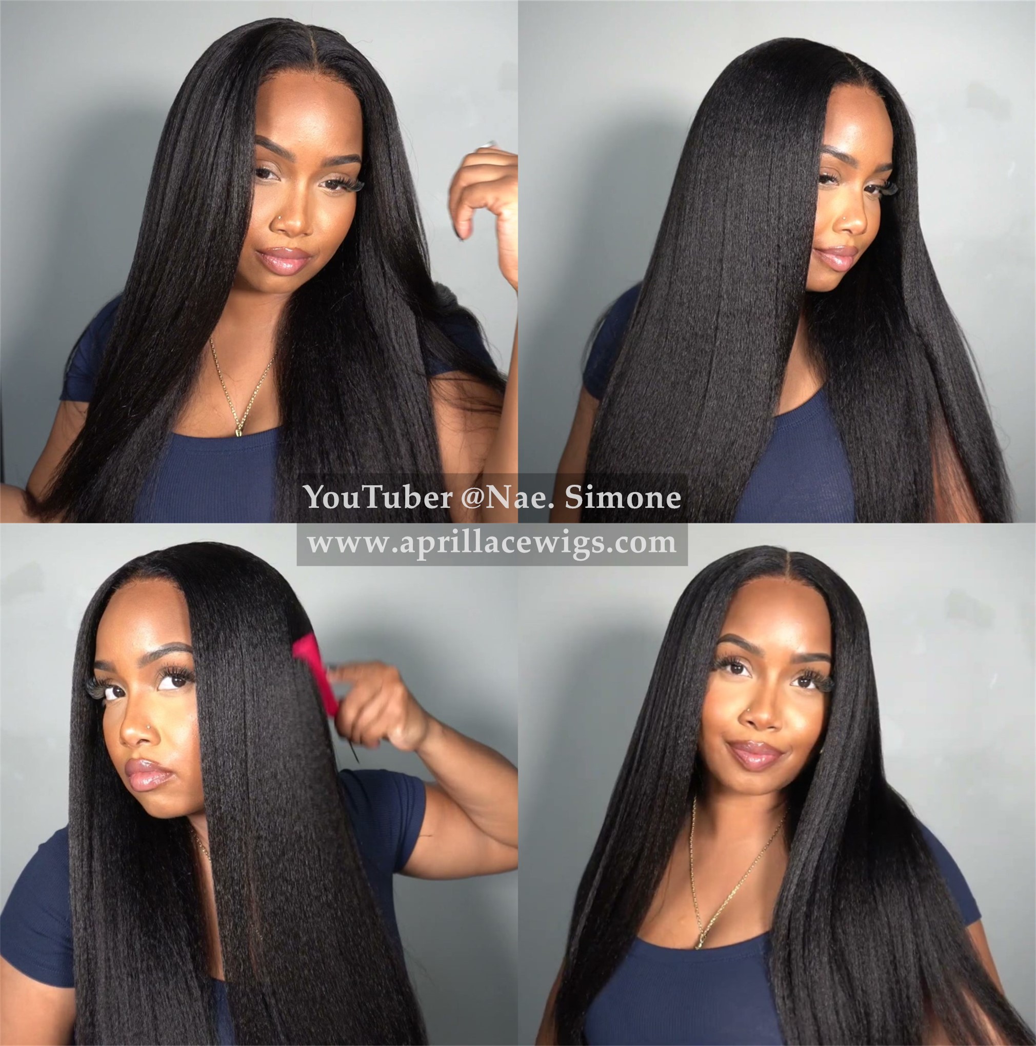 Straightened a italian yaki hd lace closure wig 4c baby hairs