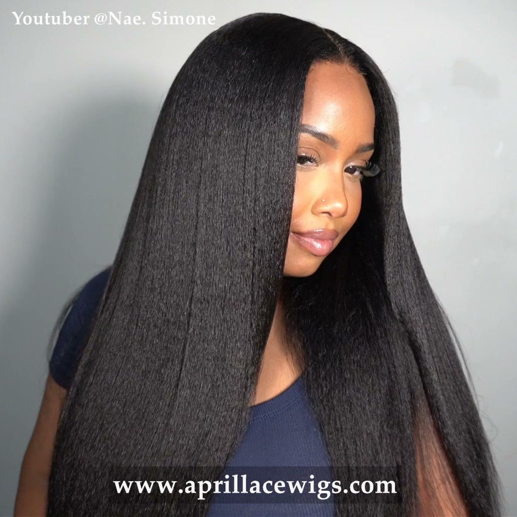 Straightened a italian yaki hd lace closure wig 4c baby hairs