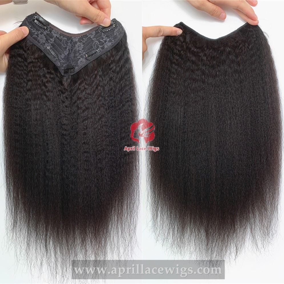 Human Hair Italian Yaki V Shape Clip Ins Hair Extension