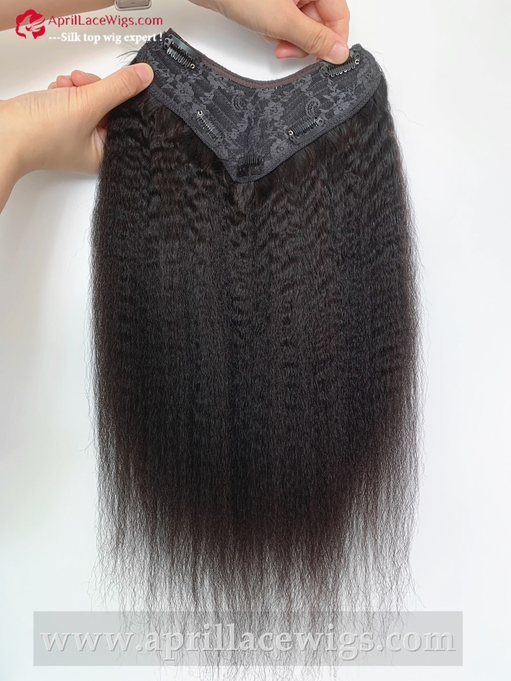 Human Hair Italian Yaki V Shape Clip Ins Hair Extension