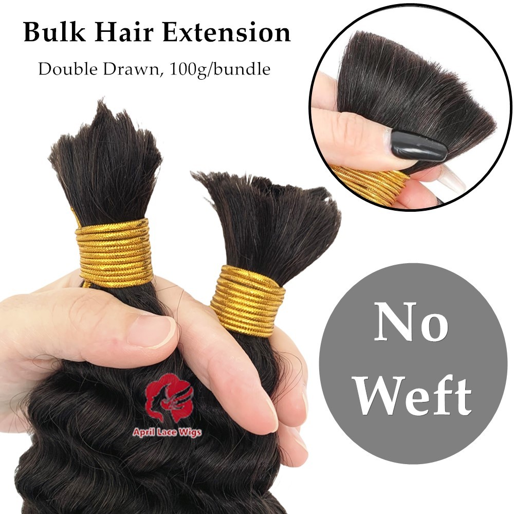 Human Hair Double Drawn Bulk Hair Extension For Braid Crochet